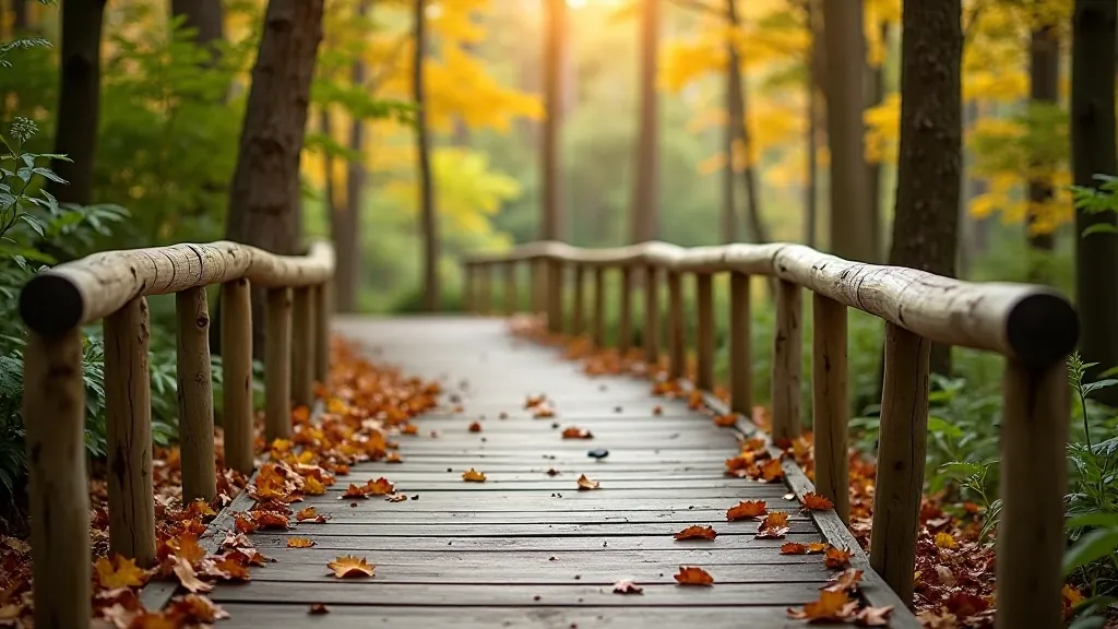 Close-up of well-maintained trail surface with safety railing in Podyjí National Park